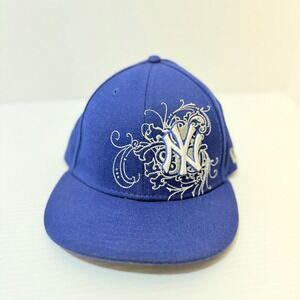 New Era New York Yankees Fitted Hat Size 6 7/8 Blue‎ Floral MLB Baseball Cap